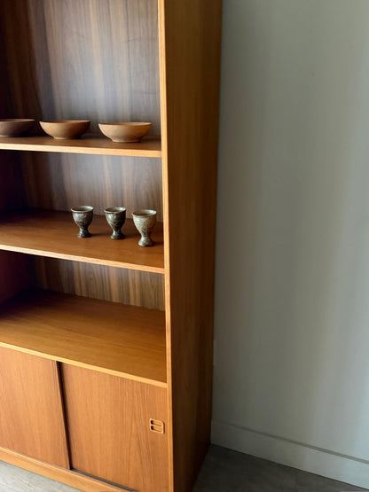 Danish teak bookcase with sliding doors