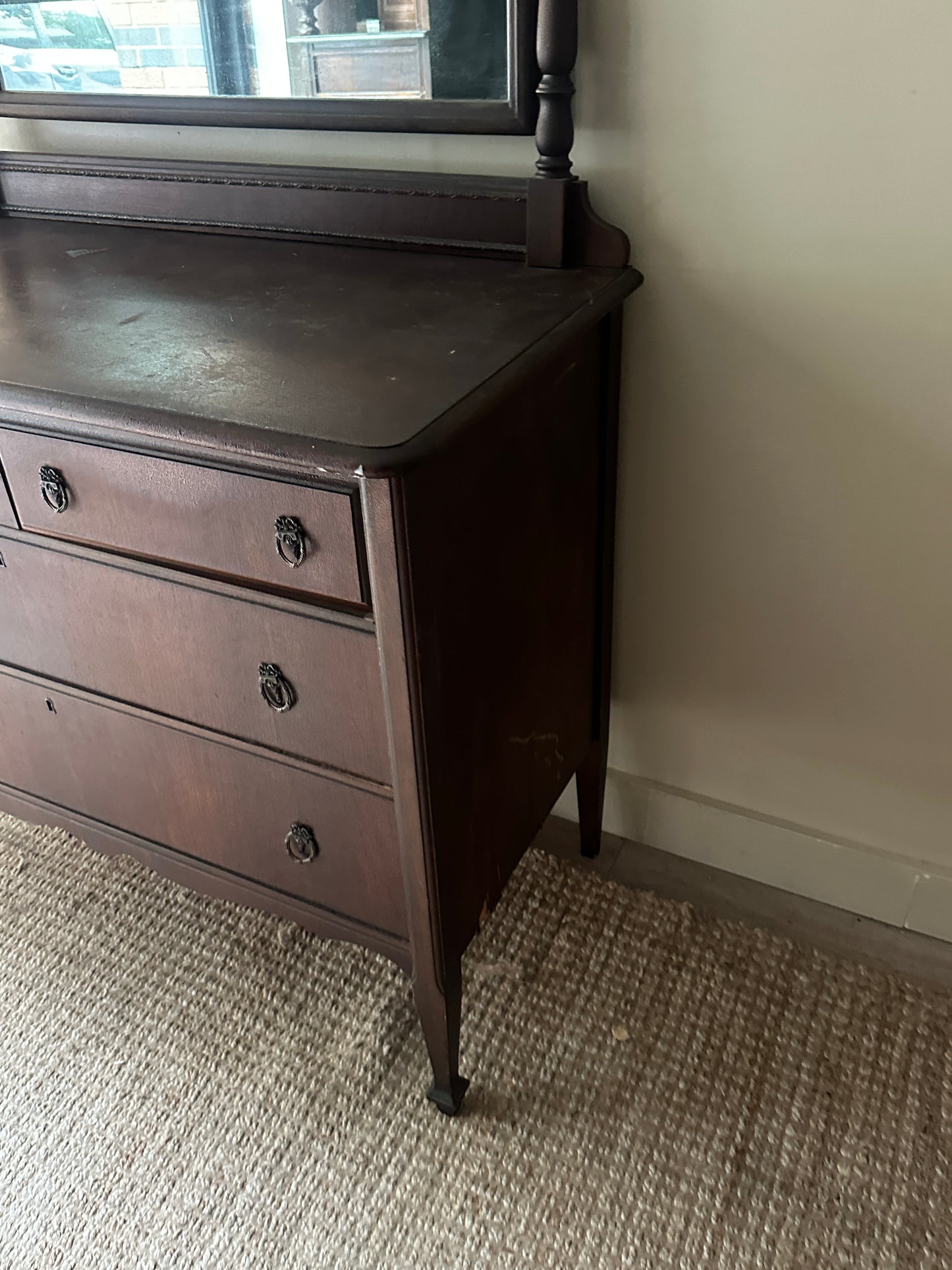 Walnut Depression Dresser with mirror