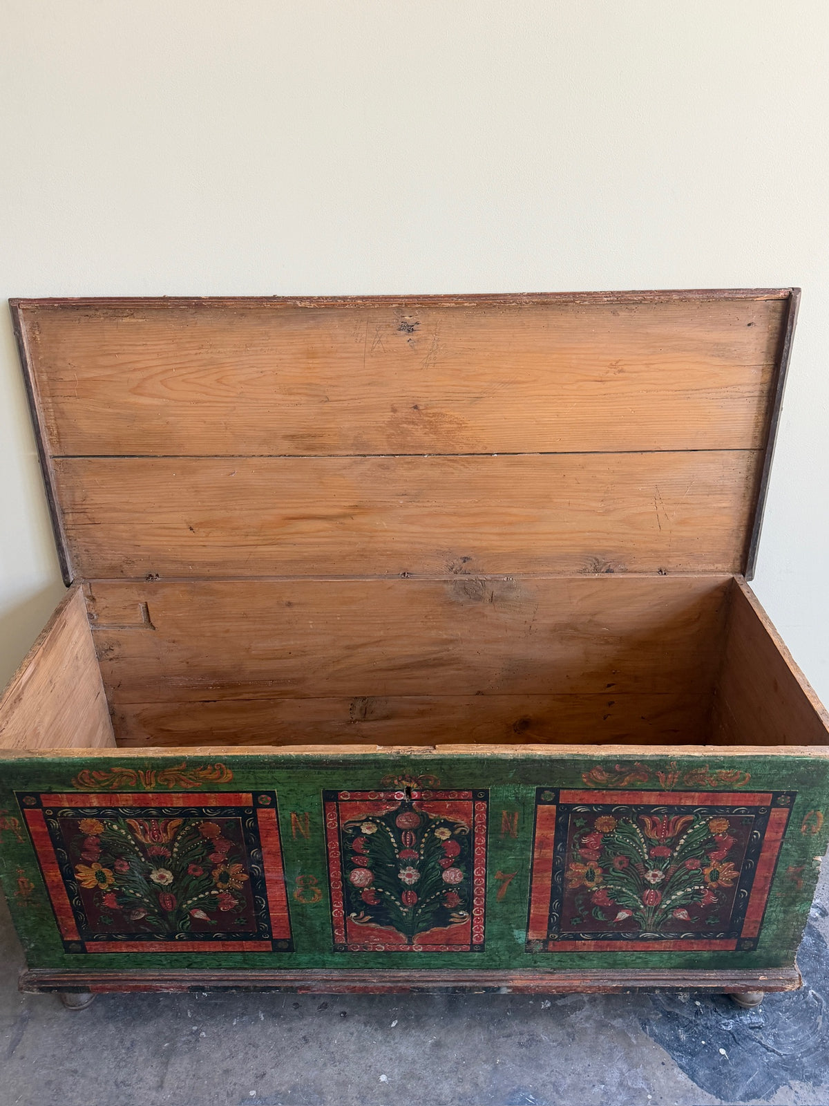 Scandinavian painted pine dower chest