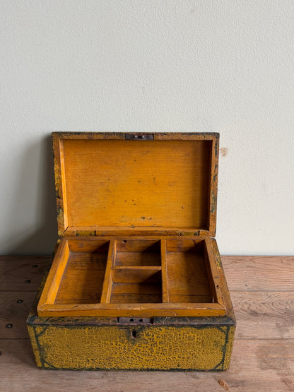 Yellow painted pine box