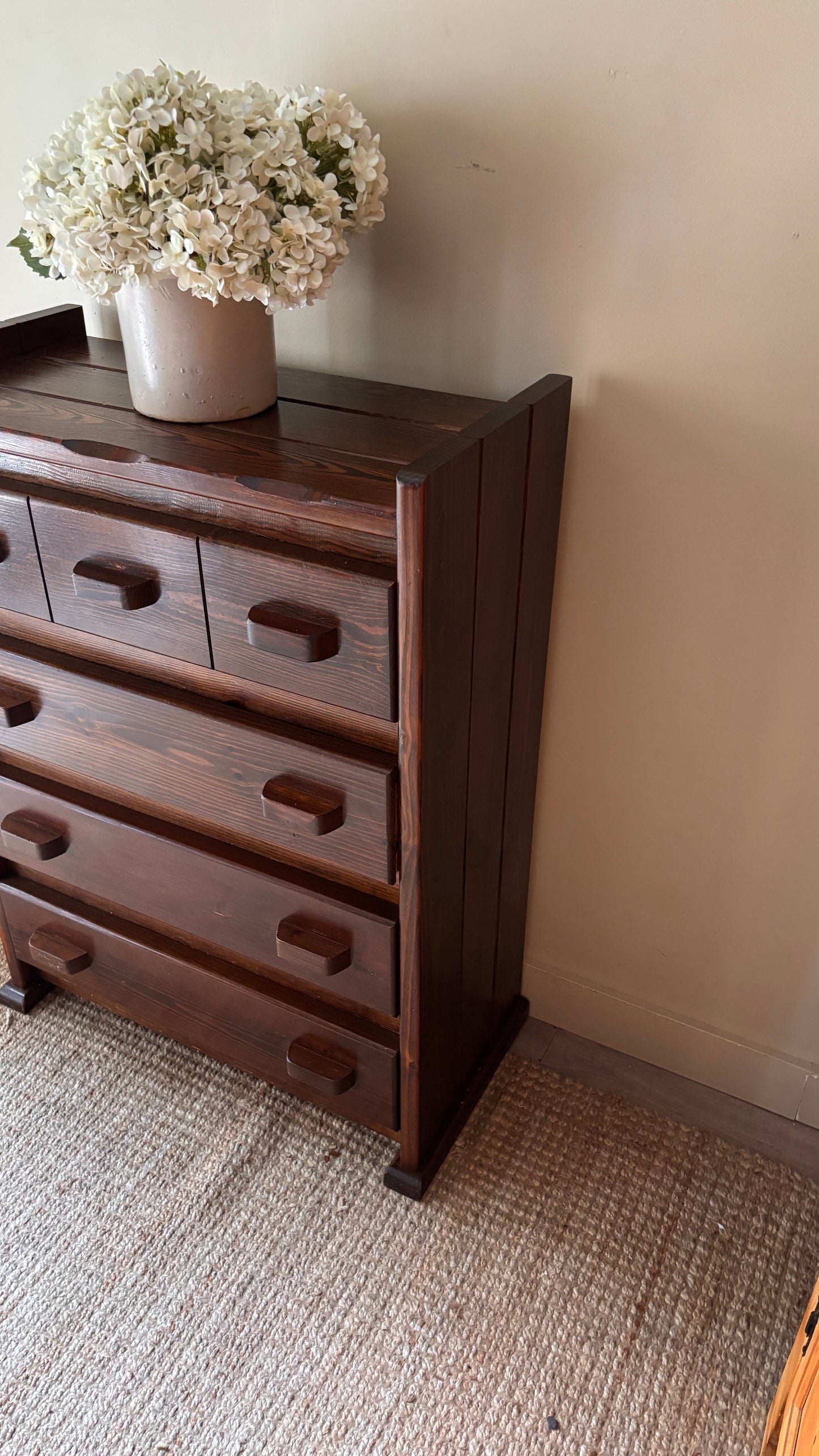 Pine tallboy dresser