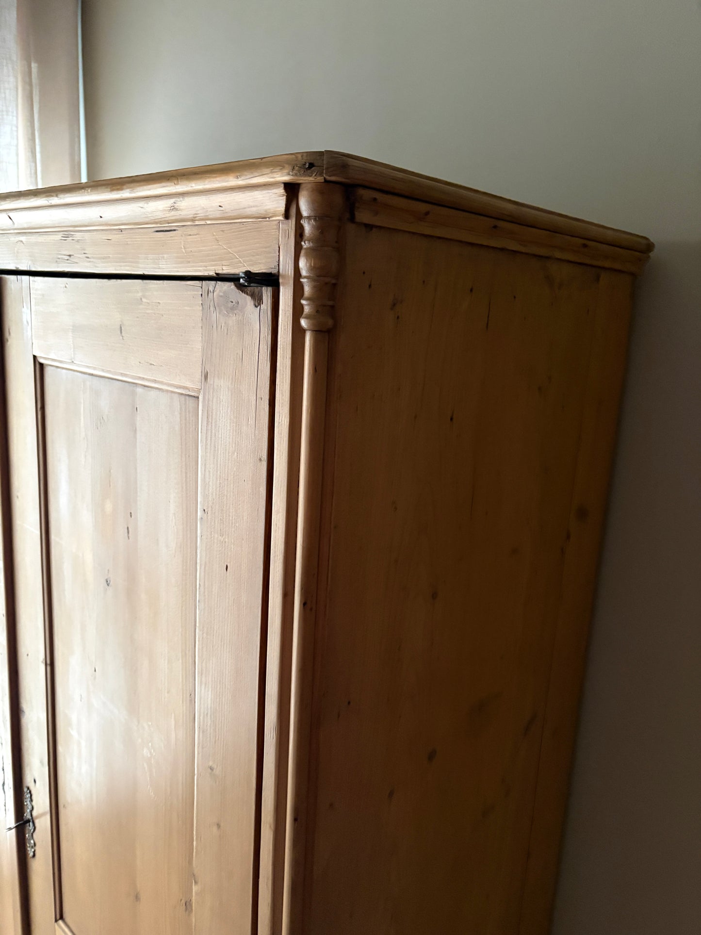 Gustavian waxed pine armoire