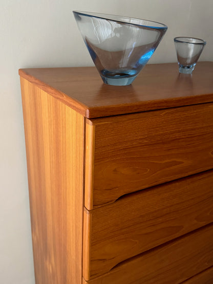 Danish teak tallboy dresser