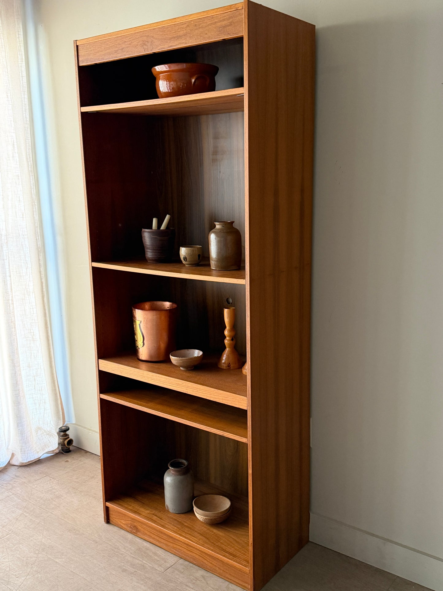 Danish Teak Bookcase with Retractable Shelf