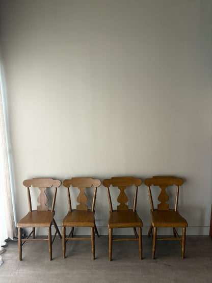 Pennsylvania Sheraton ochre painted plant seat chairs. Sold in pairs.