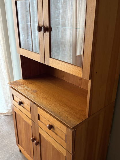 Scandinavian pine two piece hutch