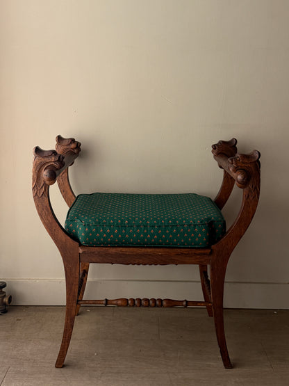 Oak griffin carved vanity stool