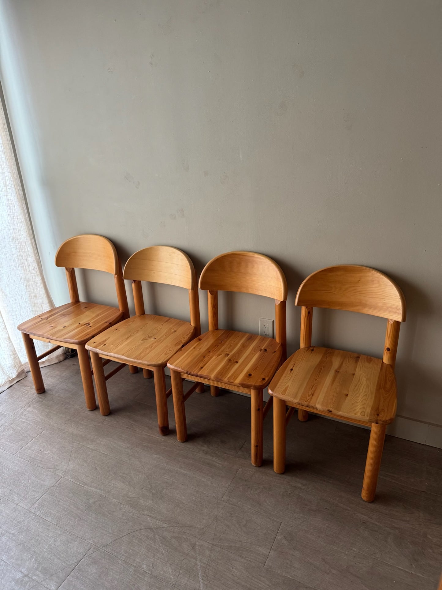 Rainer Daumiller pine dining chairs. Sold as a set of 4.