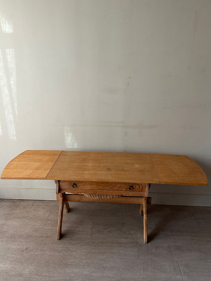 Danish oak drop leaf sewing table