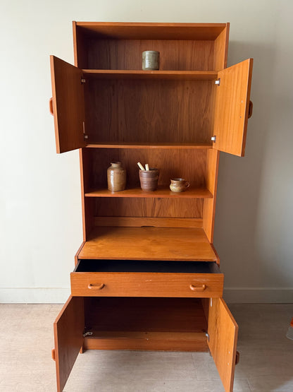Danish teak two piece bookcase