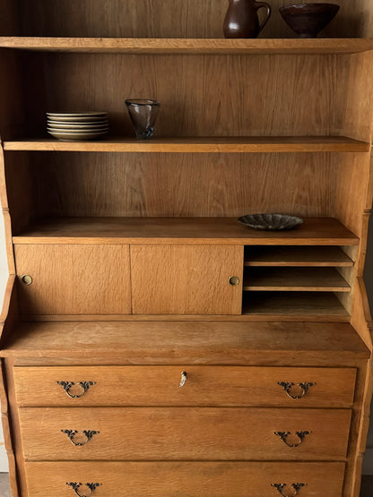 Danish oak secretary bookcase
