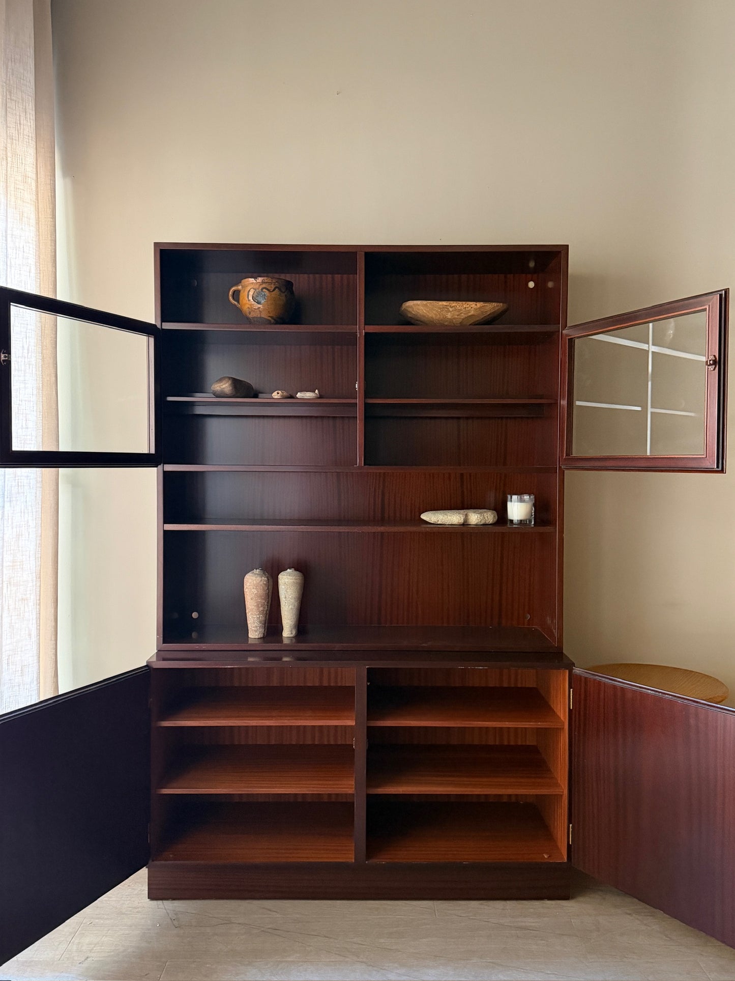 Gunni Omann Danish mahogany two piece hutch