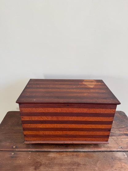 Pennsylvania Sheraton striped mixed wood miniature chest