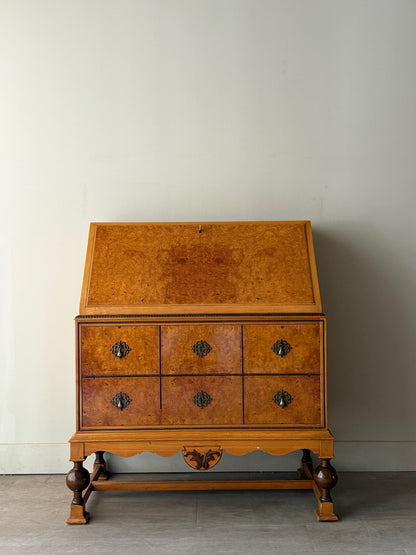 Swedish burl walnut secretary dresser