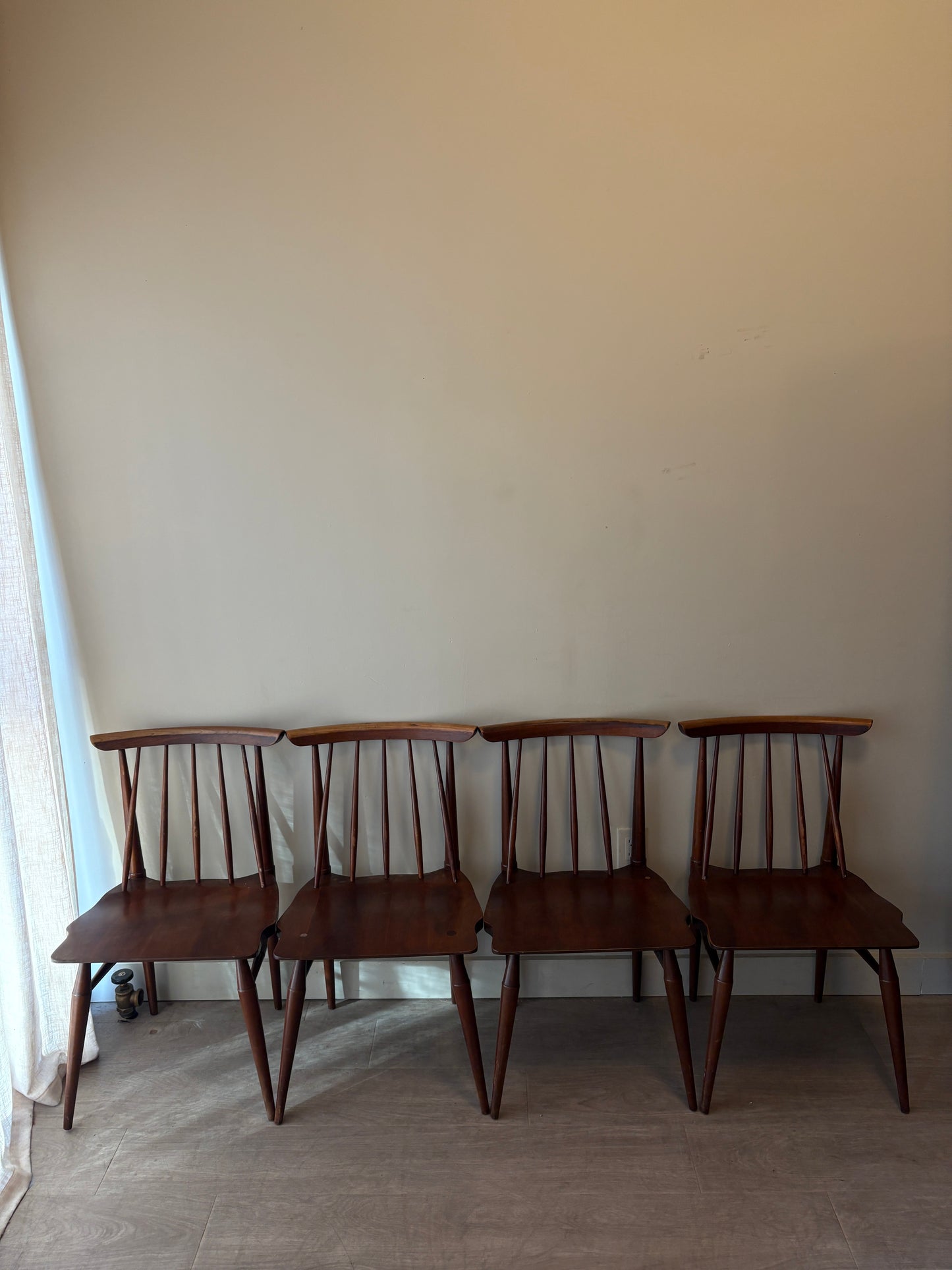 Cherry spindle chairs without arms. Sets of 2.
