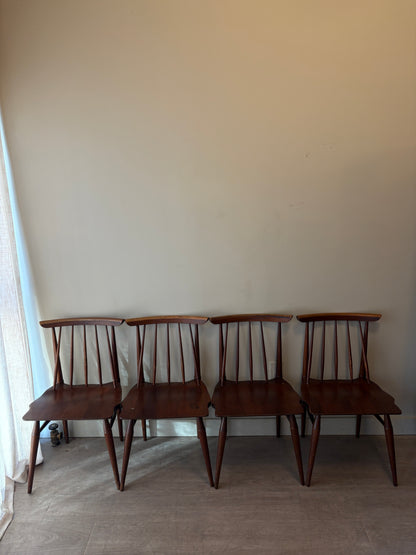 Cherry spindle chairs without arms. Sets of 2.