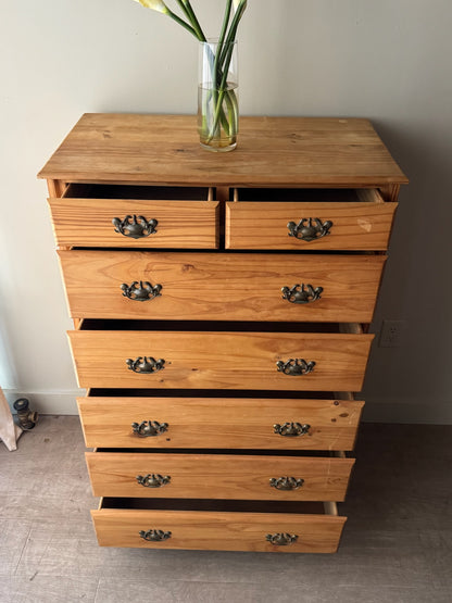 Pine tallboy dresser