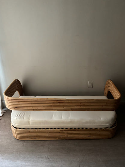 Rattan barrel back bench/sofa