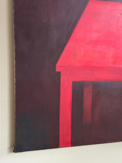 Large red abstract. Signed “Caycedo.”