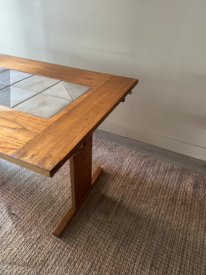 Oak dining table w tile inlay