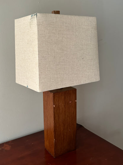 Walnut table lamp with scuffs