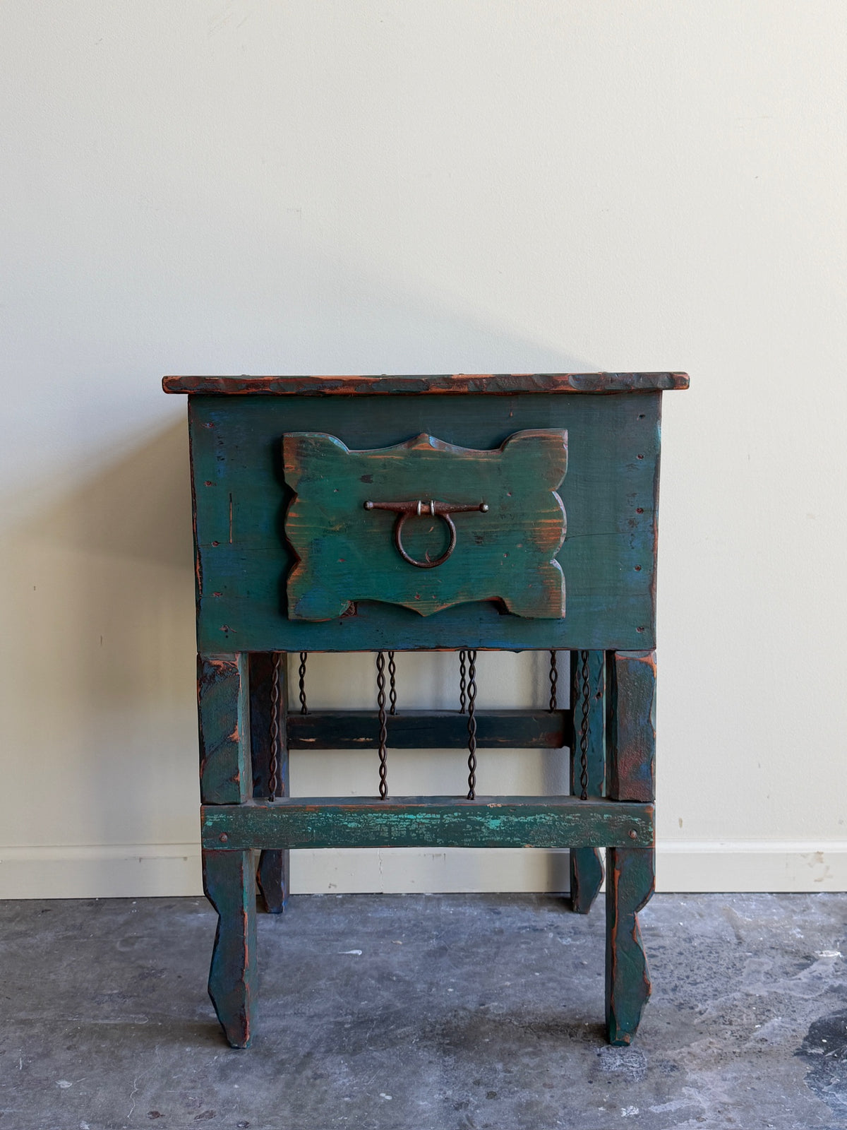 Green painted pine side table