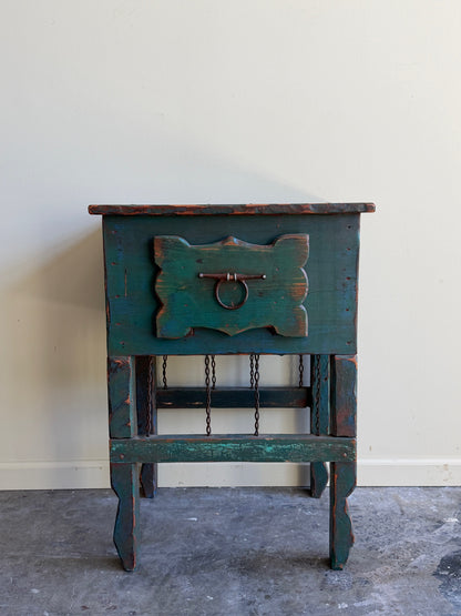 Green painted pine side table