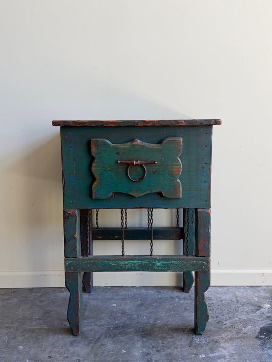 Green painted pine side table