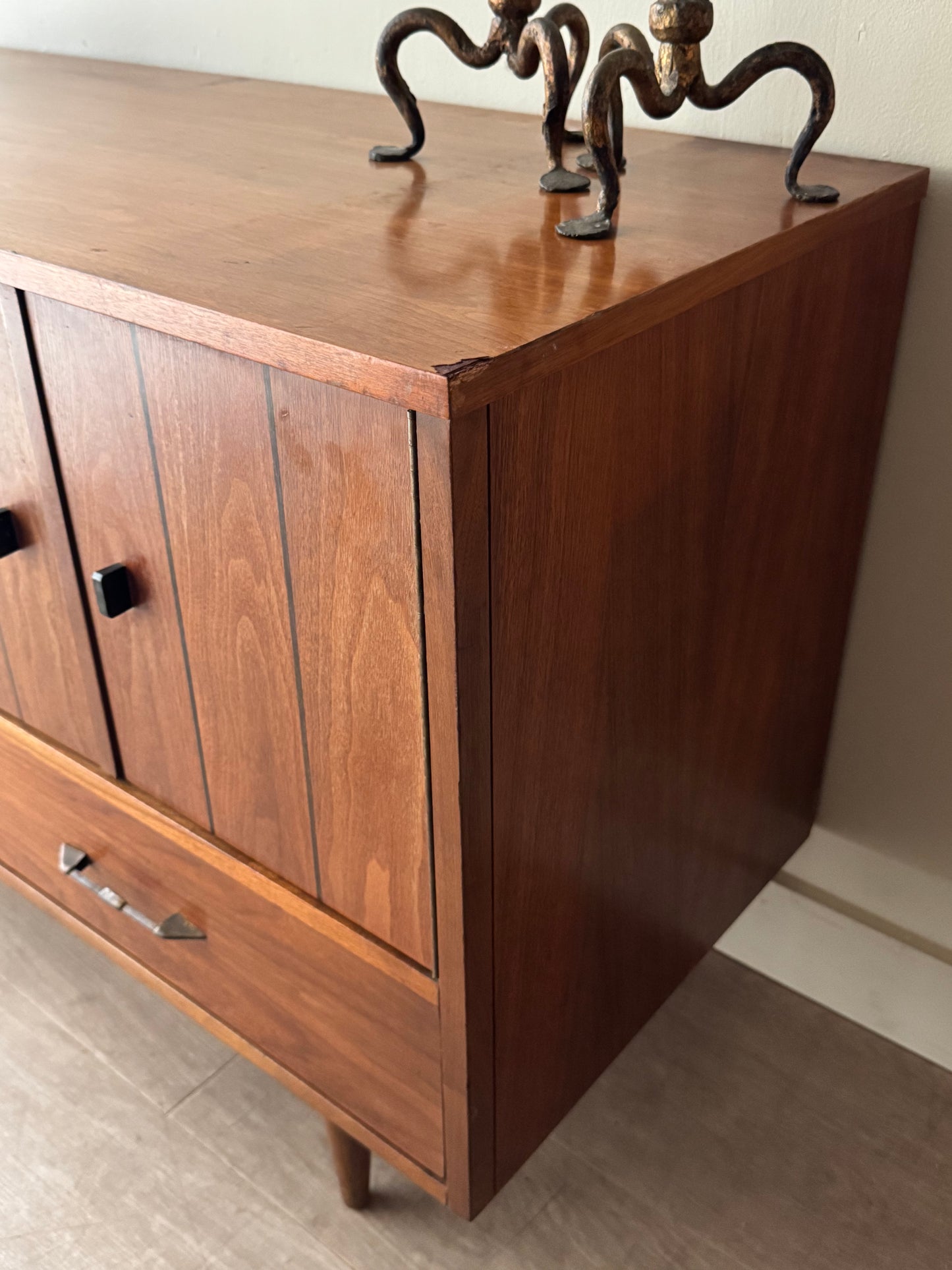 Walnut Slatted Credenza