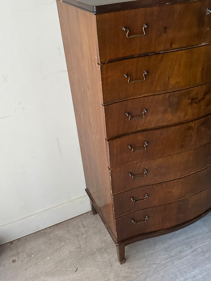 Walnut serpentine front dresser