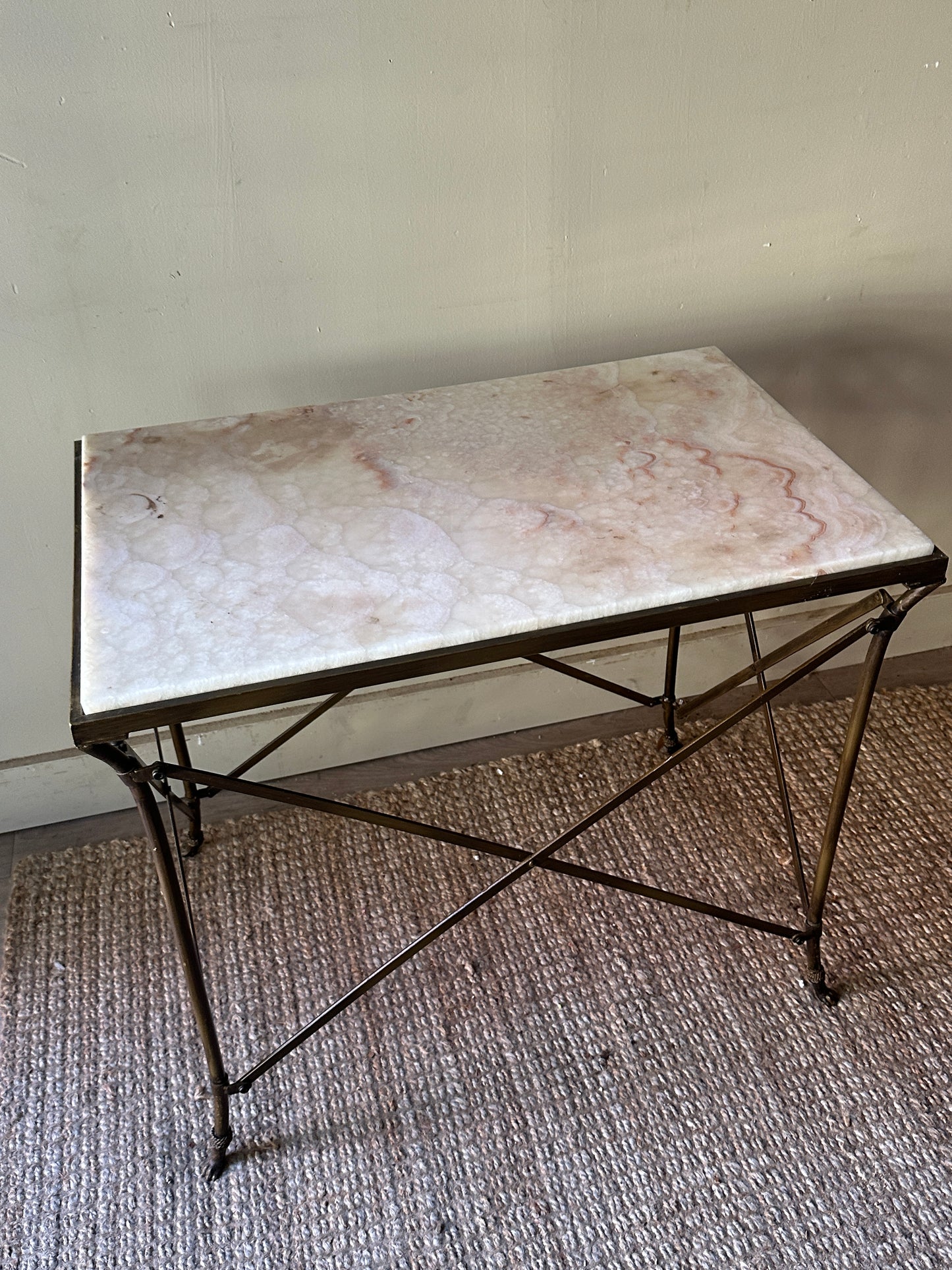 Onyx and wrought iron side table