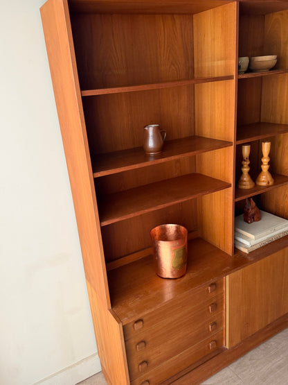 Danish teak two piece bookcase with drawers