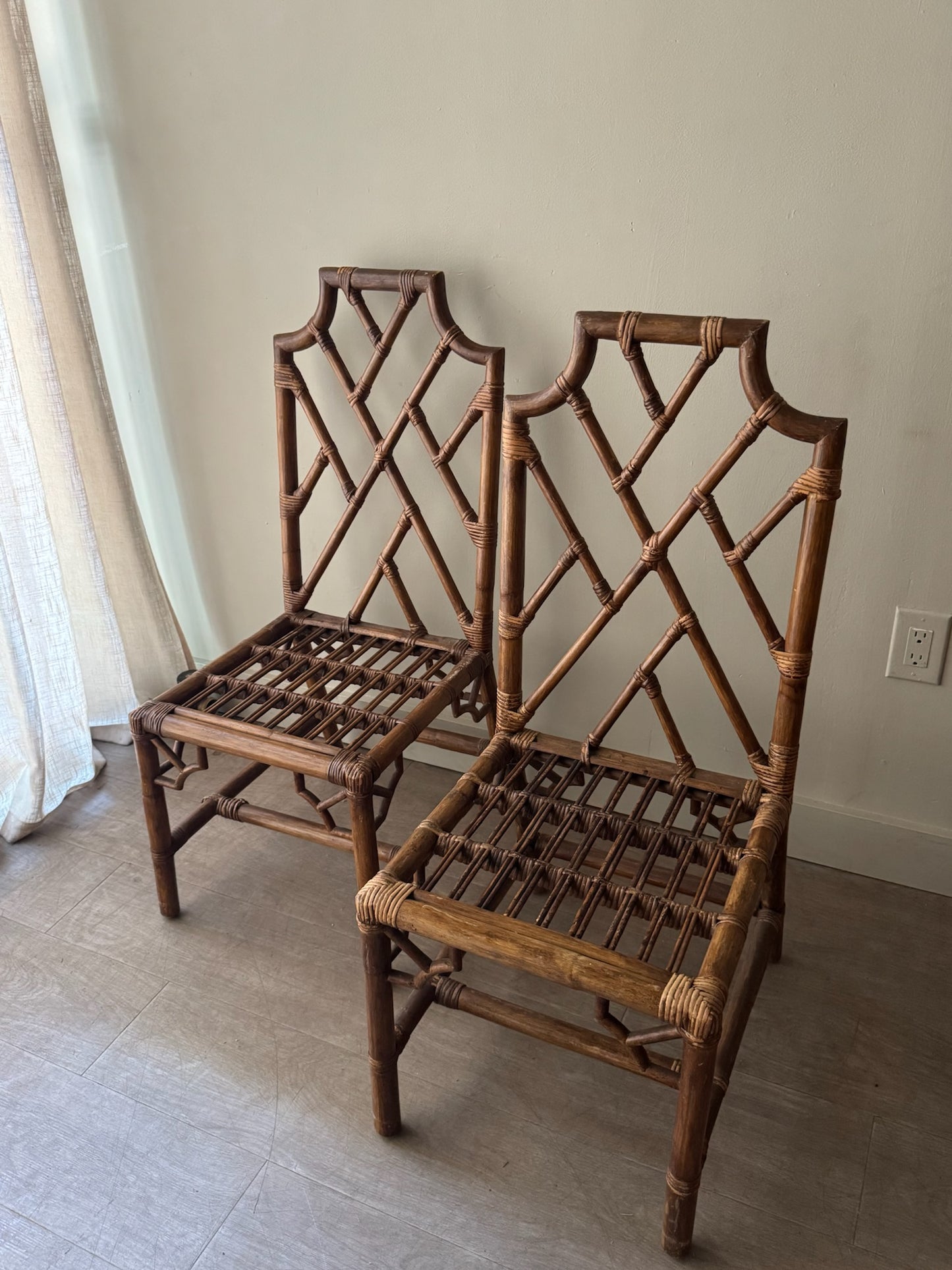 Bamboo dining chairs. Sold as a pair.