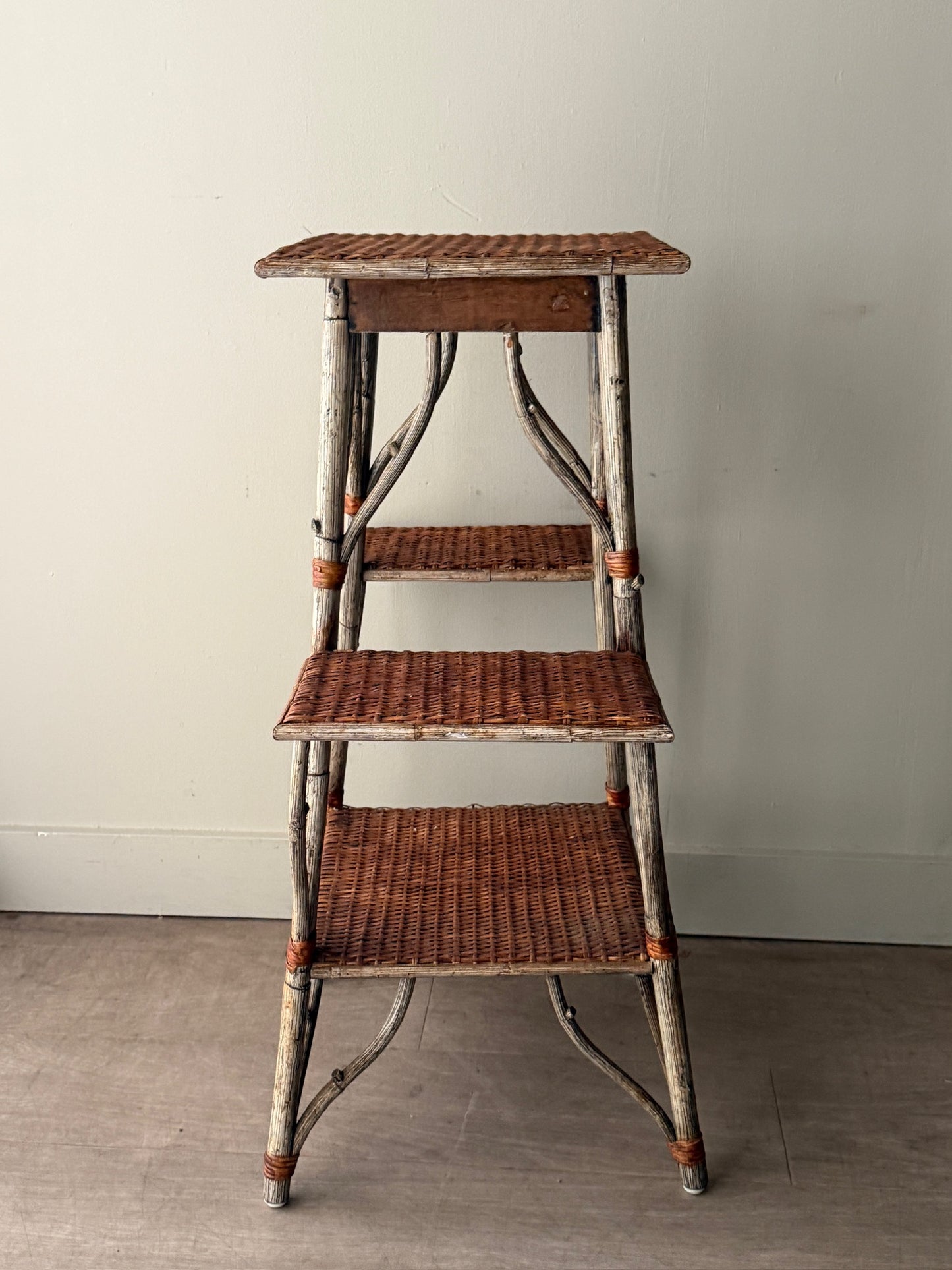 Tiered rattan plant stand