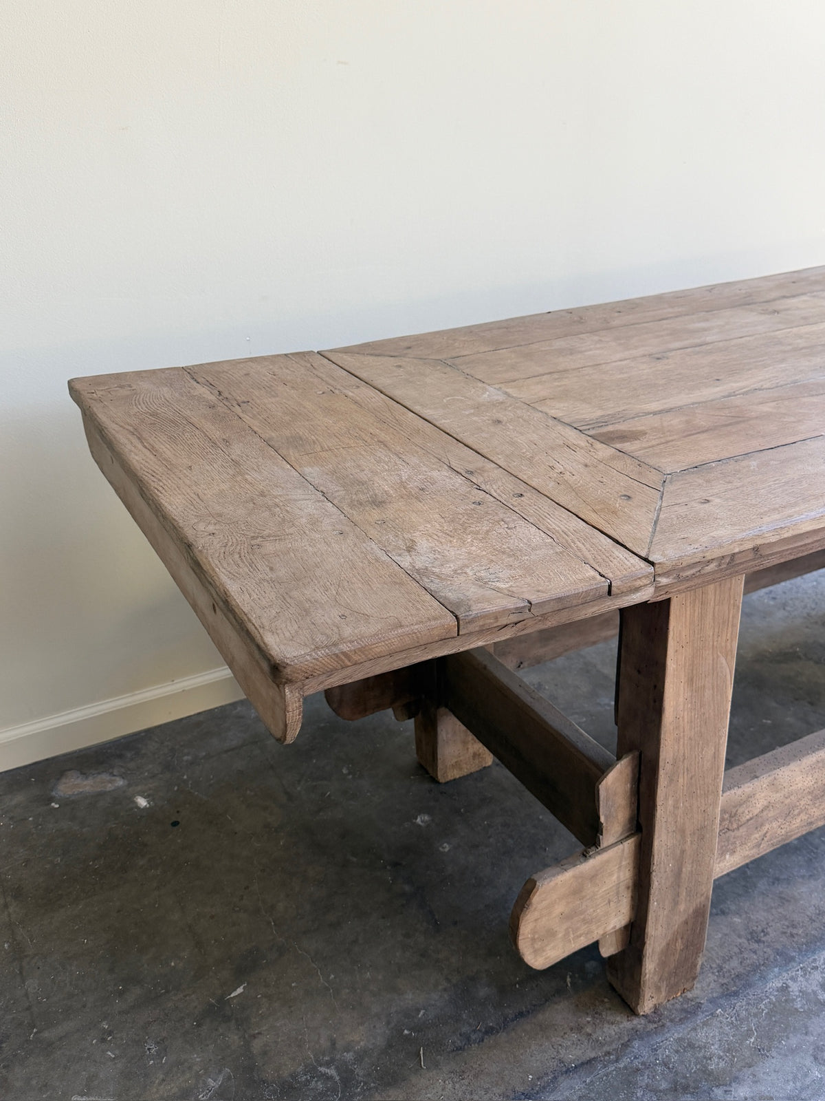 French oak dining table with extensions