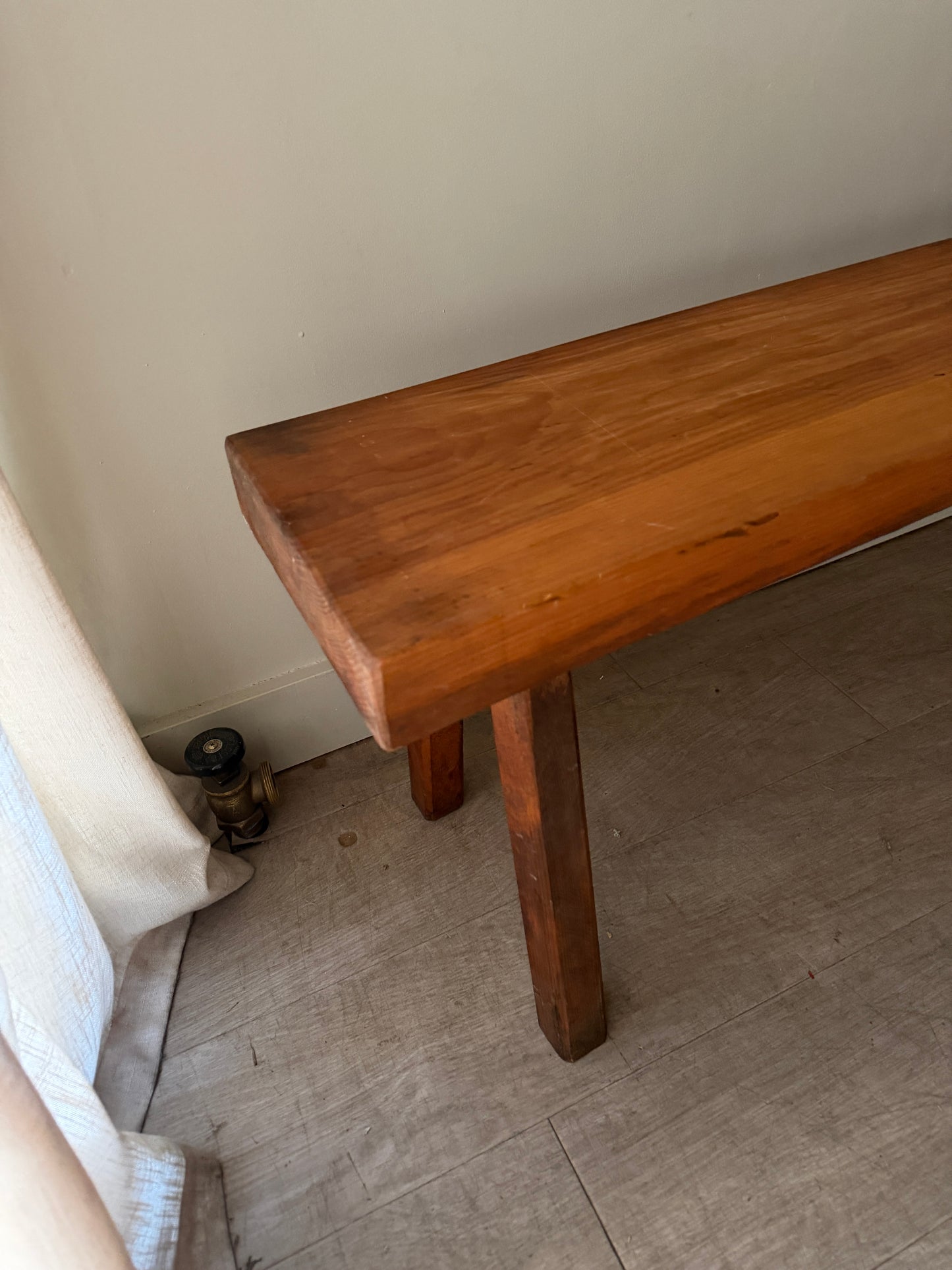 Pine slab bench