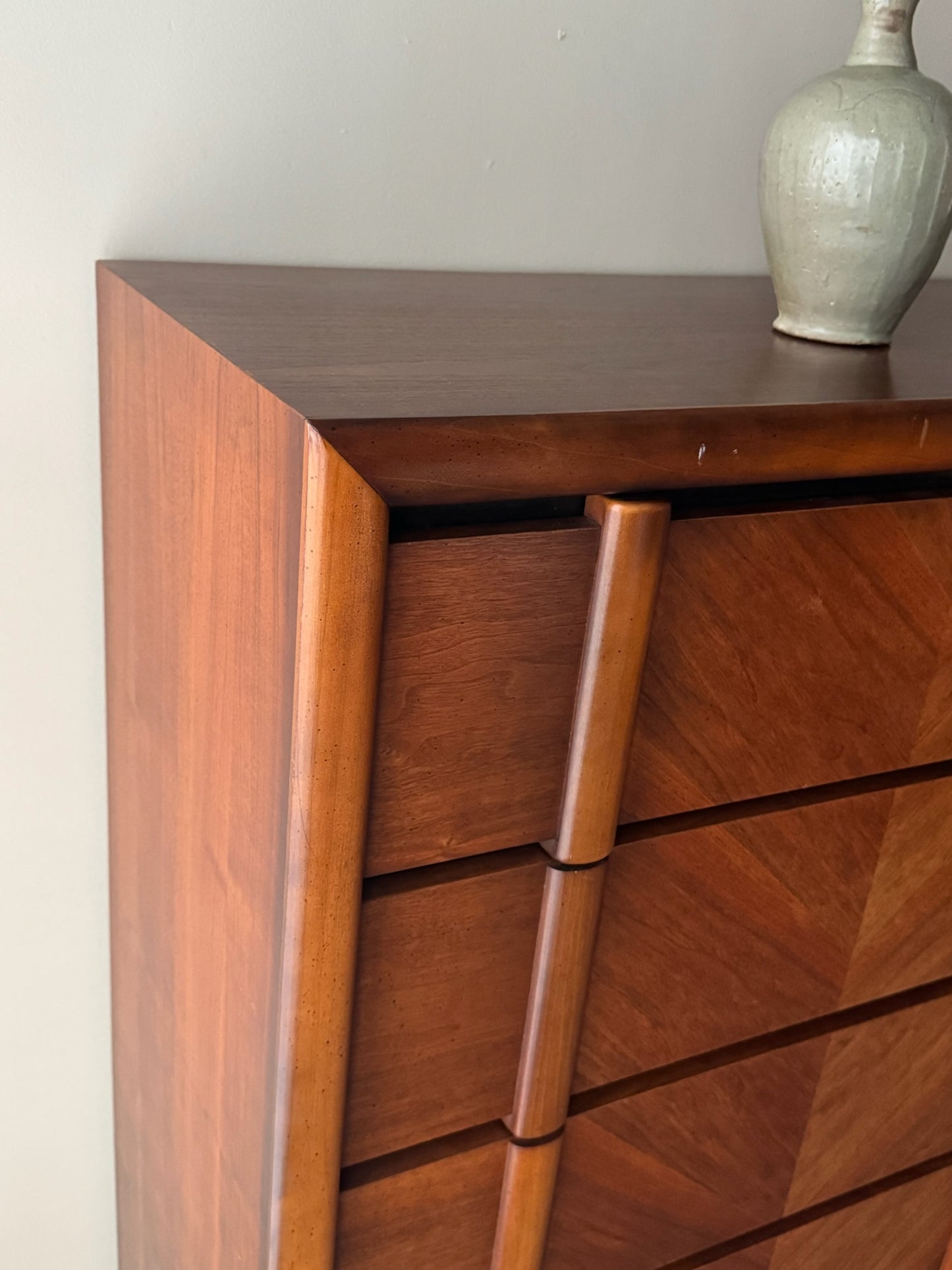 Lane walnut tallboy dresser