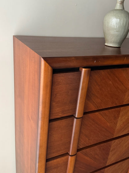 Lane walnut tallboy dresser