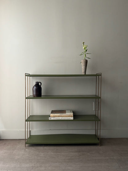Green metal bookshelf