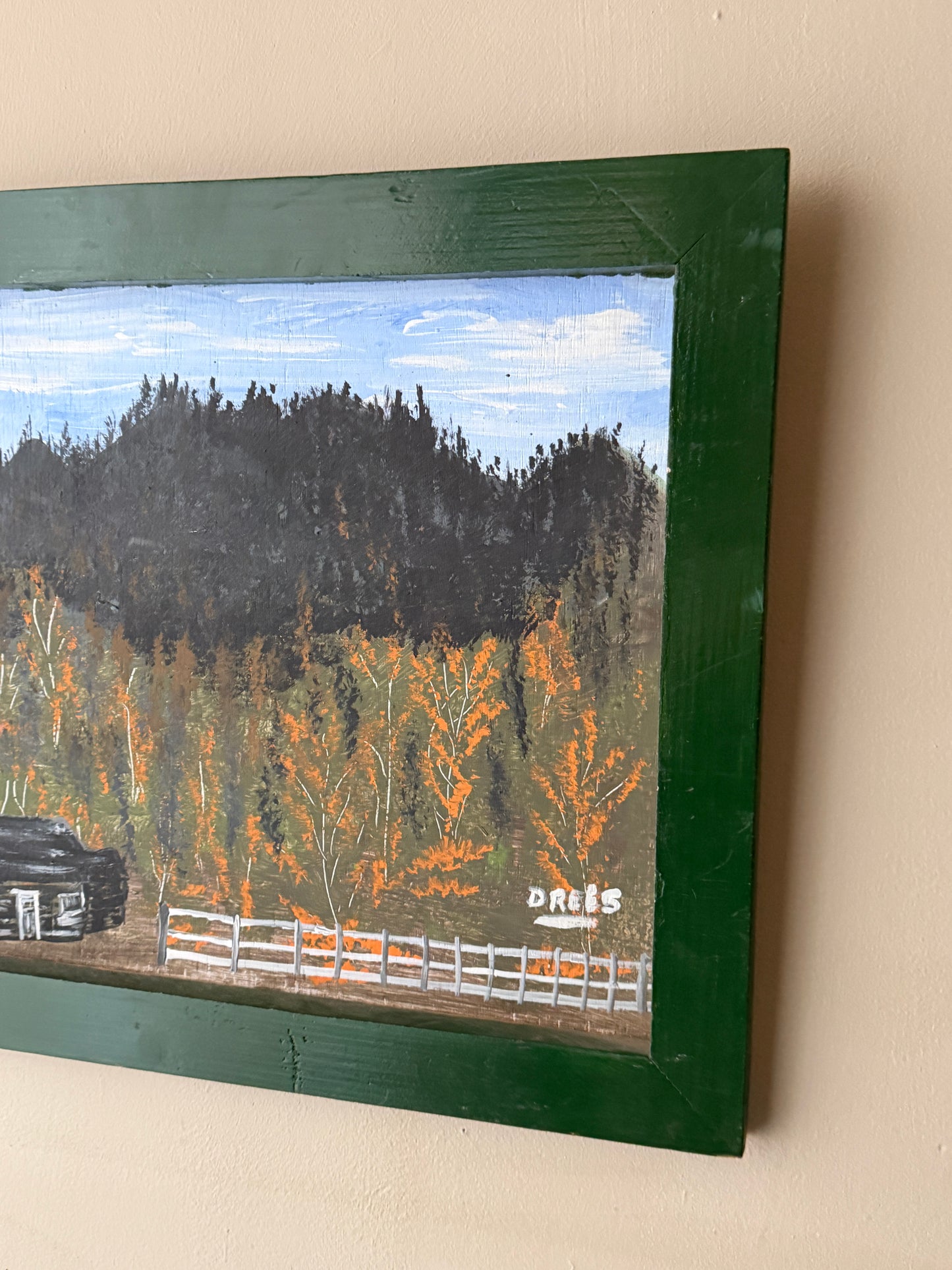 Cabin landscape. Signed.