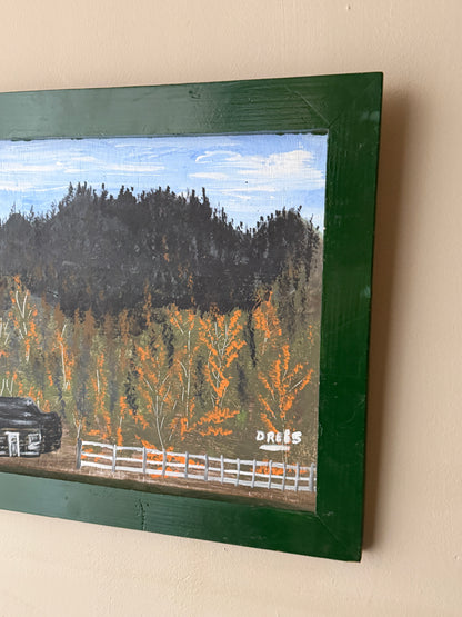 Cabin landscape. Signed.