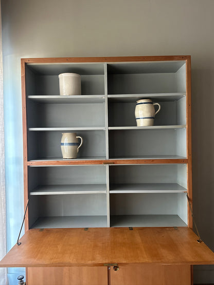 Swedish pine secretary bookcase cabinet