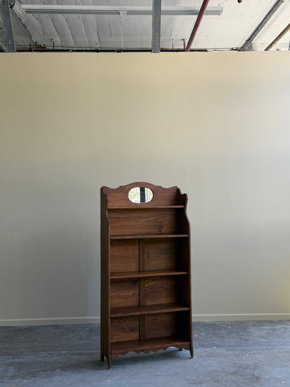 Oak bookcase with mirror