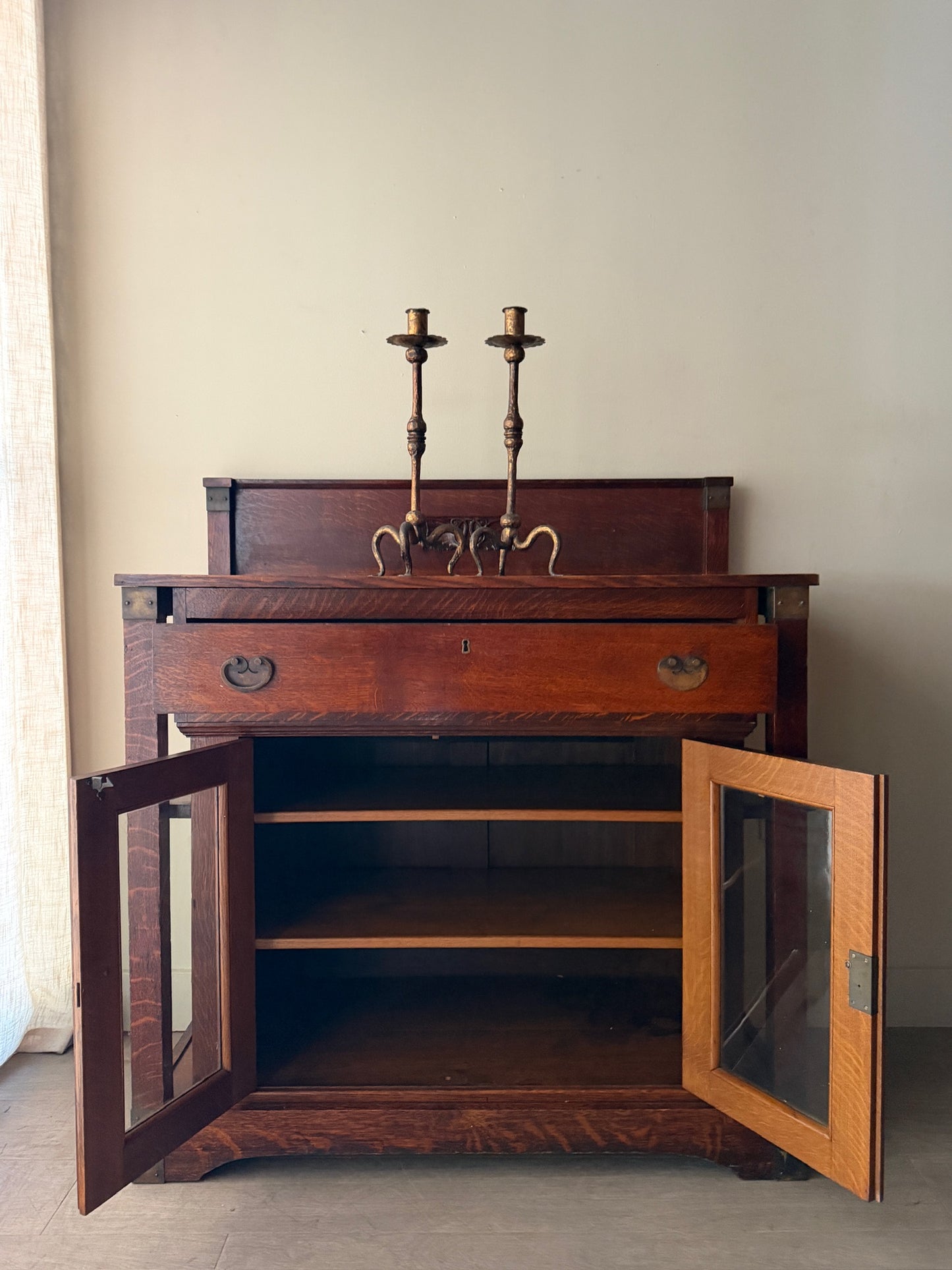 English Arts & Crafts carved oak server