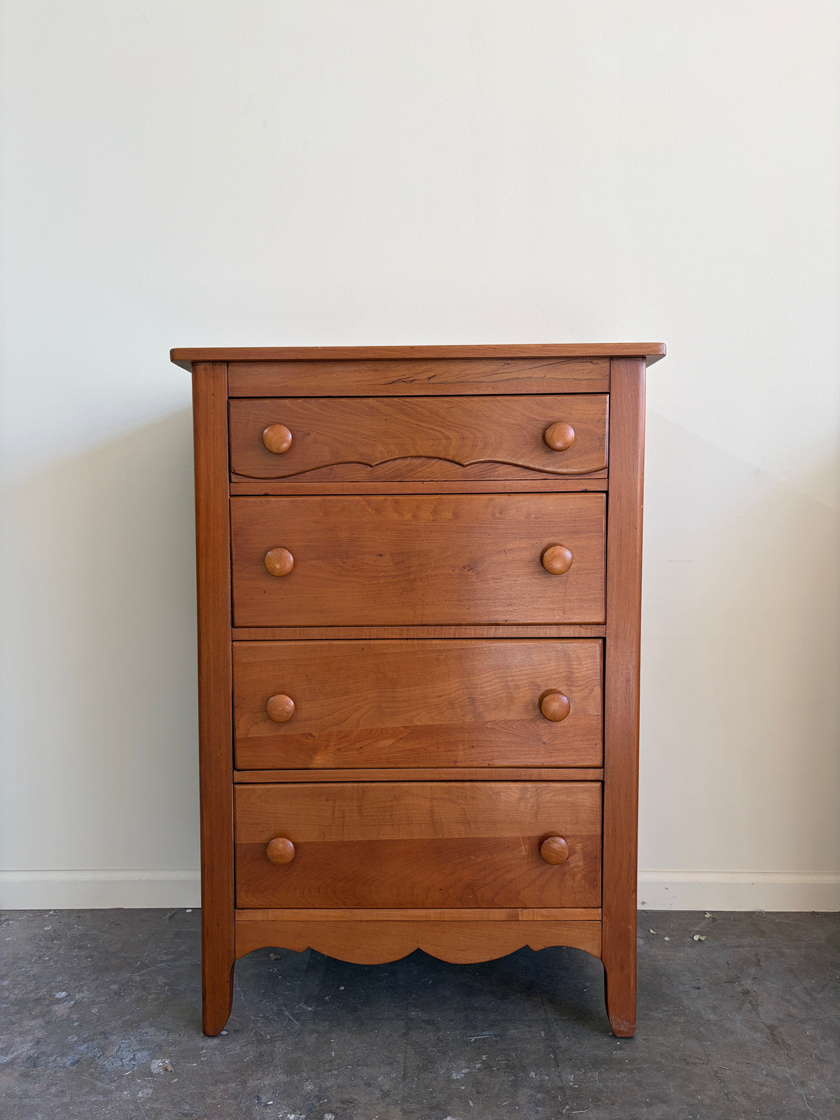 Maple four drawer dresser