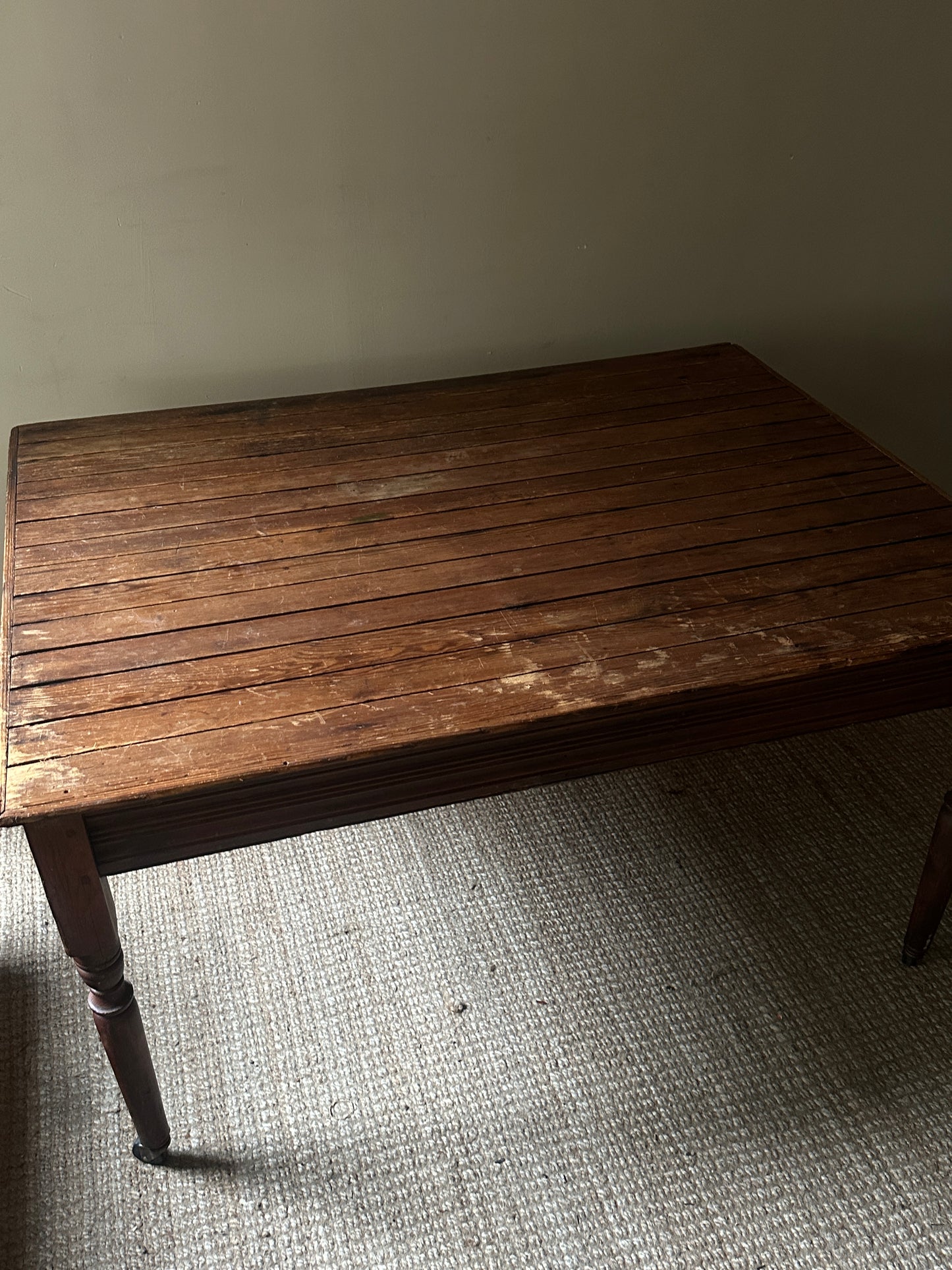 Pine slatted dining table
