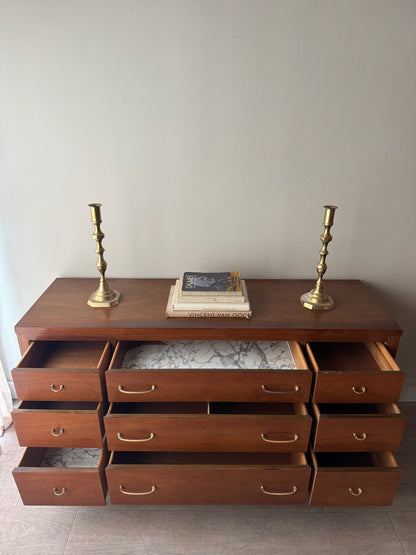 Walnut and brass dresser