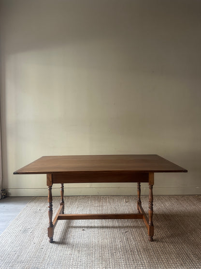 Pine stretcher base tavern table