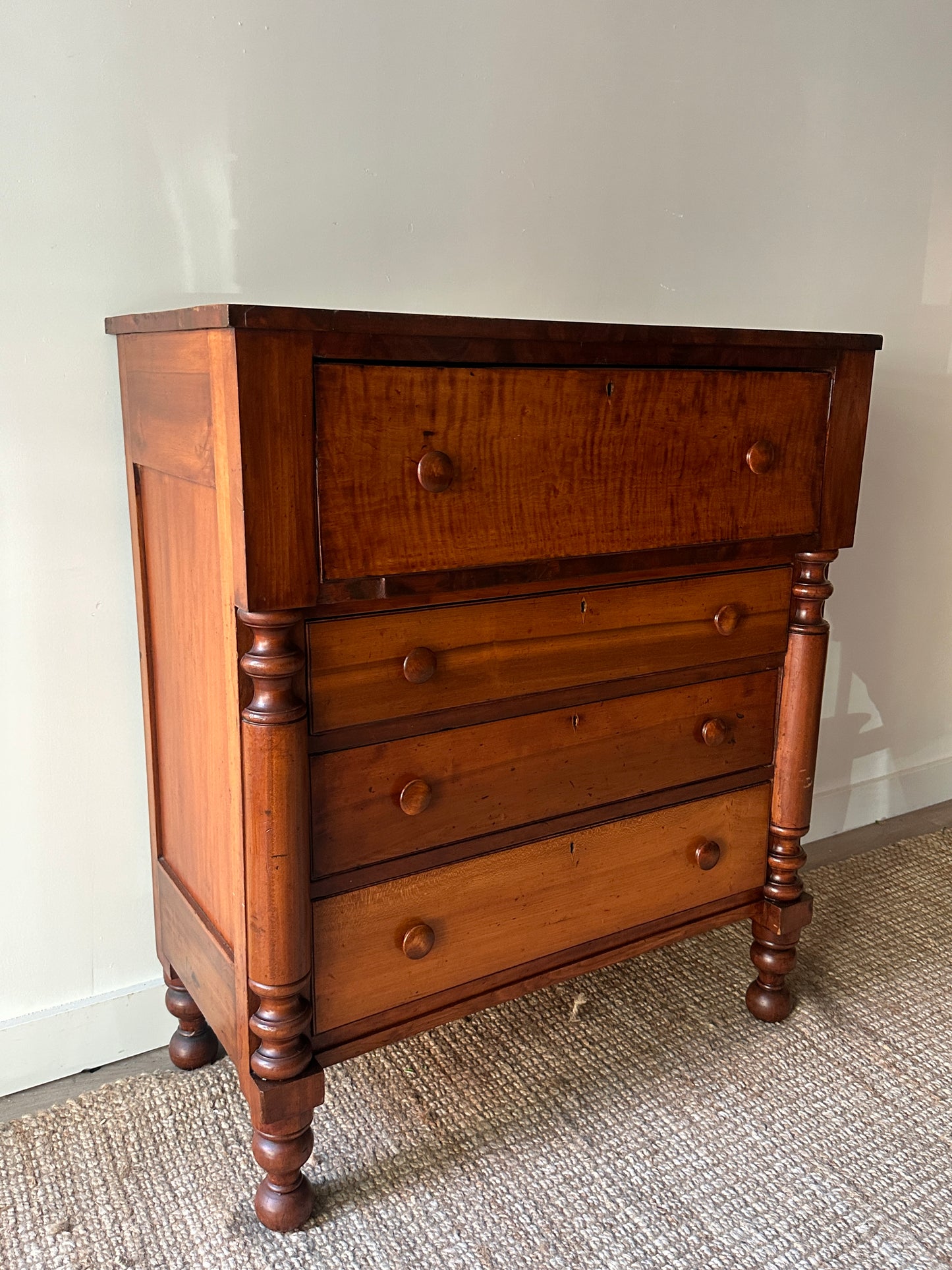 Tiger maple empire dresser