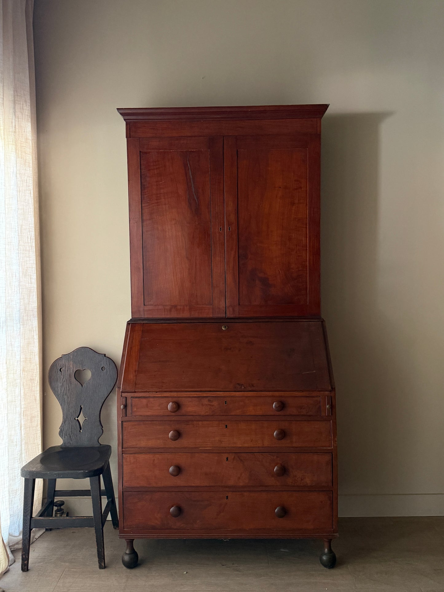 Cherry secretary hutch